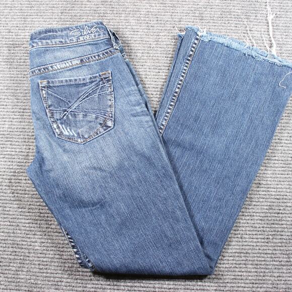Silver Jeans Co. LOLA Women’s 26 Bootcut Flare Distressed, Raw Hem, Medium Wash - Picture 1 of 9